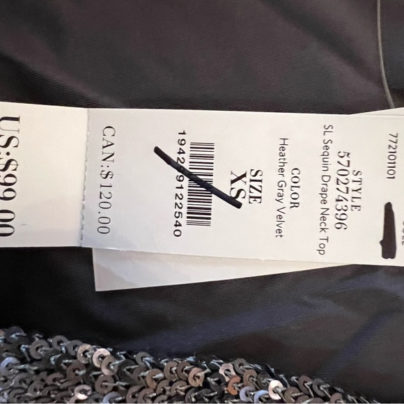 WHBM NWT Silver Sequin Top Size XS - Picture 8 of 12